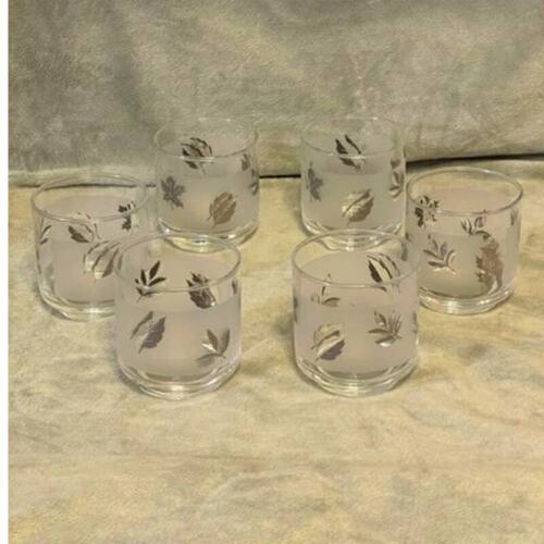 Vintage Libbey mattiert Silber Blatt Folie Set (6) 8oz Steine Gläser - Bild 6 von 6