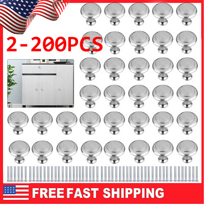 Lot Stainless Steel Cabinet Knobs Drawer Handles Round Kitchen Cupboard Knobs