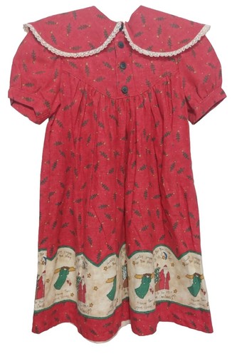 Vintage 1995 Brenda Gervais Girls Christmas Dress Handmade Folk Art Size - Picture 5 of 10