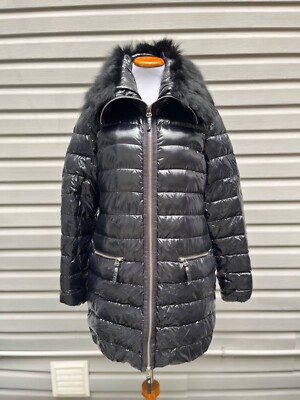 PINKO Puffer Down Filled BLACK GLOSSY JACKET COAT W