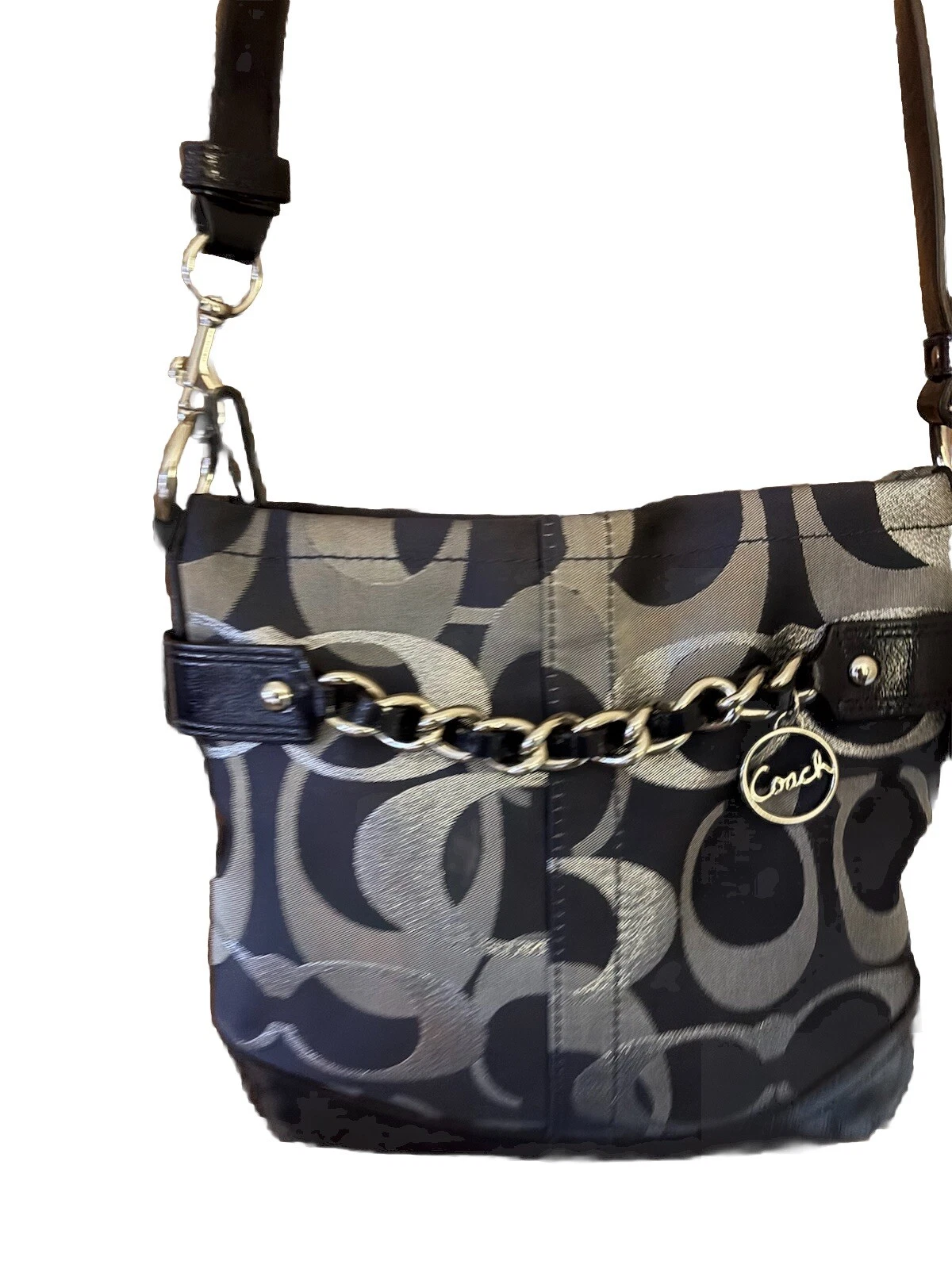 Amazing Coach Signature blu navy borsa a tracolla con catena davanti 19820