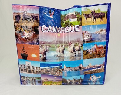 Vintage Y2K La Croix Camargue France Shopping Bag equestrian horses vinyl canvas