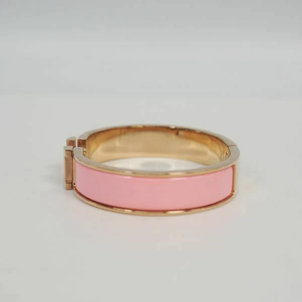 Hermes Clic Clac H Bracelet Black Enamel and 18K Pink Gold,Medium