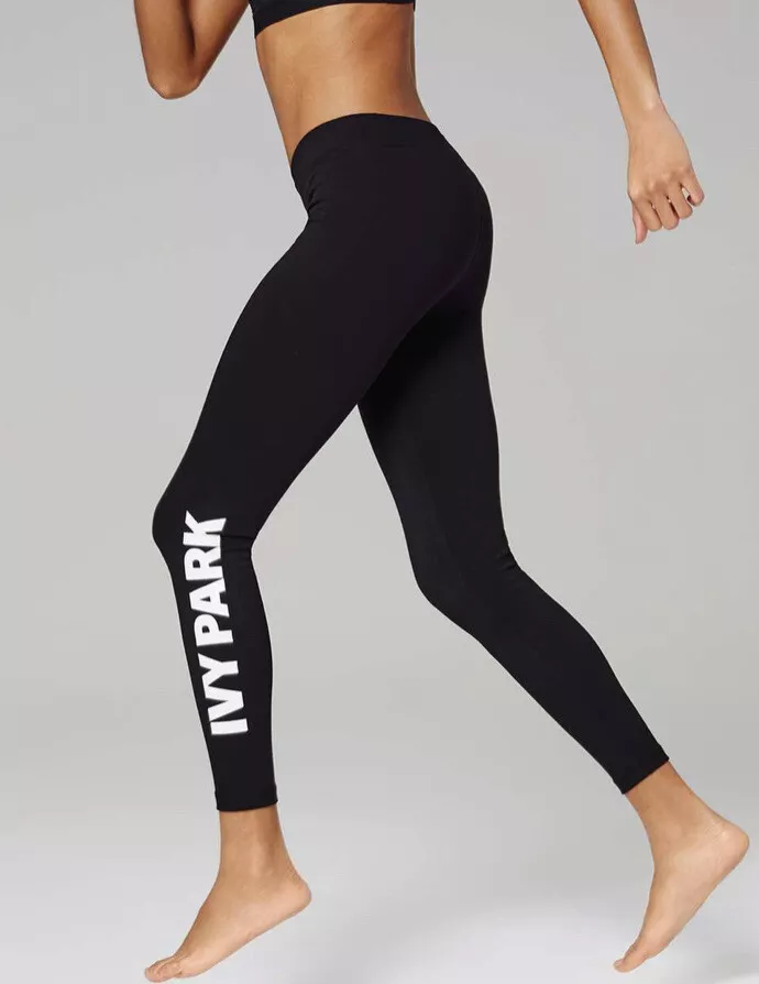 IVY PARK Black YOGA/GYM White Logo Leggings - Size UK XXL