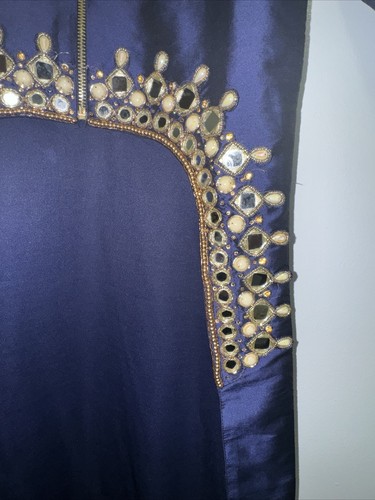 Blue Banjara Hand Embroidered Mirror Jacket Over Coat Ethnic Boho Child Size 6 7 - Picture 3 of 14