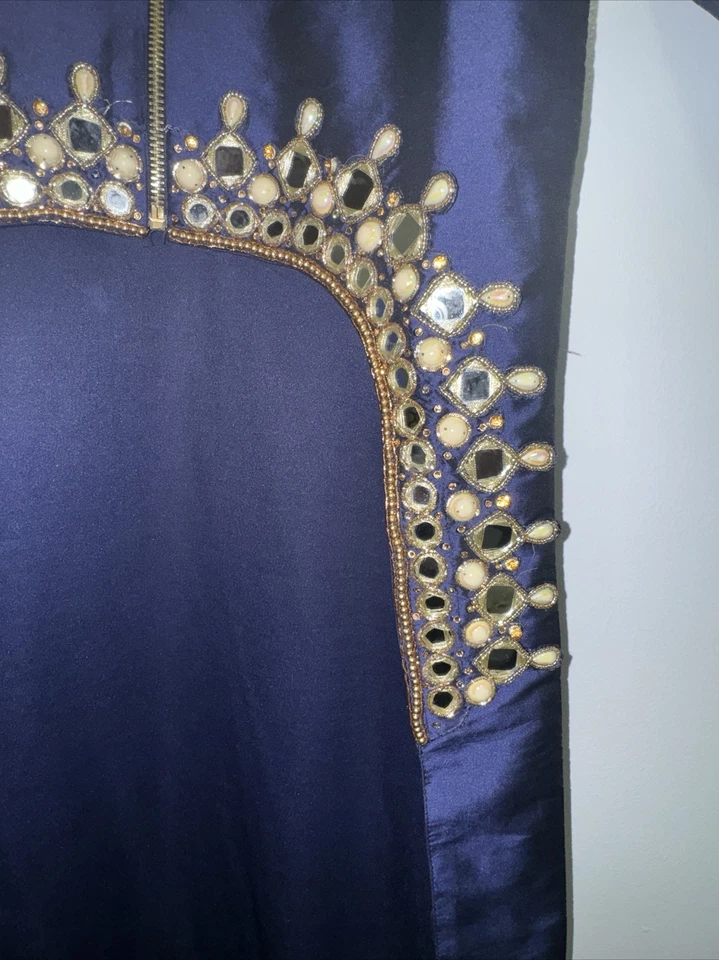 Chaqueta Sobre Abrigo Azul Banjara Bordada a Mano Espejo Étnico Boho Niño Talla 6 7 Foto 3 de 4