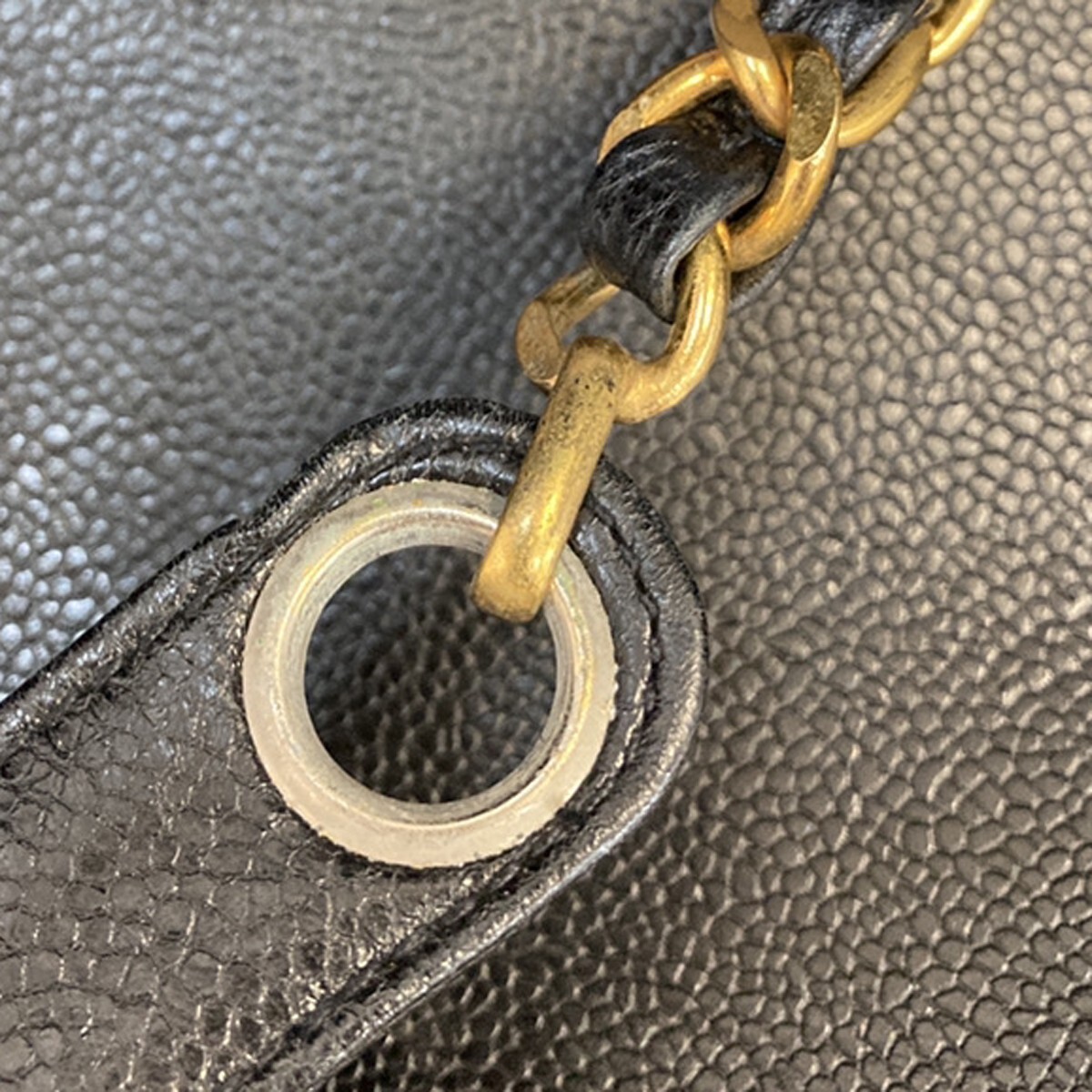 CHANEL Triple CC Logo Chain Shoulder Tote Bag Caviar Leather CHANEL Triple CC Logo Chain Shoulder Tote Bag Caviar Leather