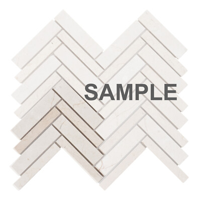 Beige Cream Crema Marfil Marble Stone Herringbone Mosaic Tile Kitchen Backsplash