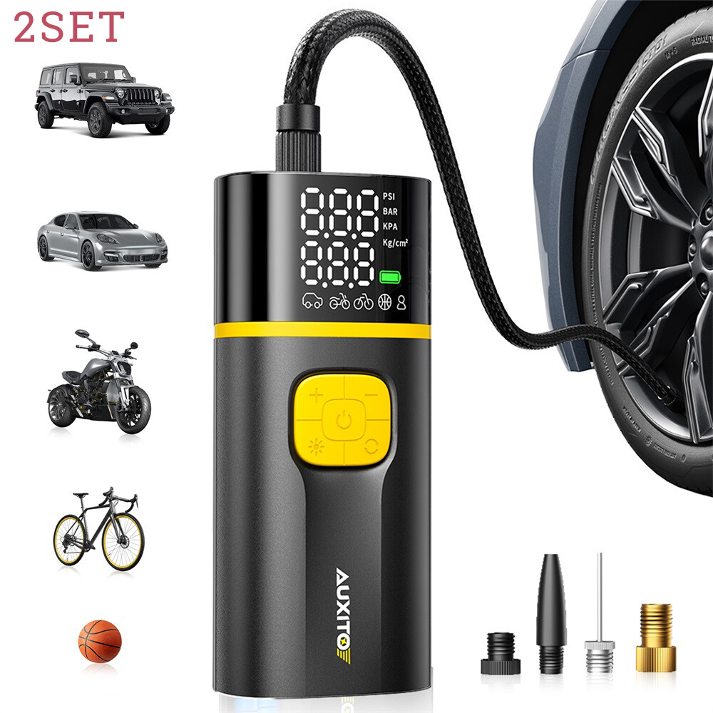 2Set A502 AUXITO Portable Air Compressor Pump for Car Moto Bike Tires