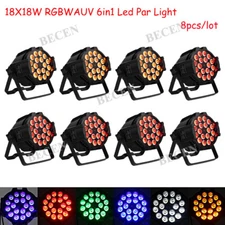 BECEN Lights 8pcs 18x18W RGBWA UV 6in1 LED PAR Light 25 Degree Dj Stage Lighting