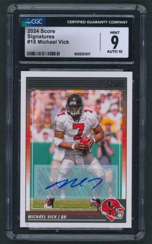 2024 Score Signatures #18 Michael Vick Auto CGC 9 - 6005551017 Atlanta Falcons