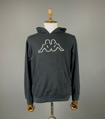 KAPPA Black Hoodie Jumper Embroidered Logo Long Sleeve Size L