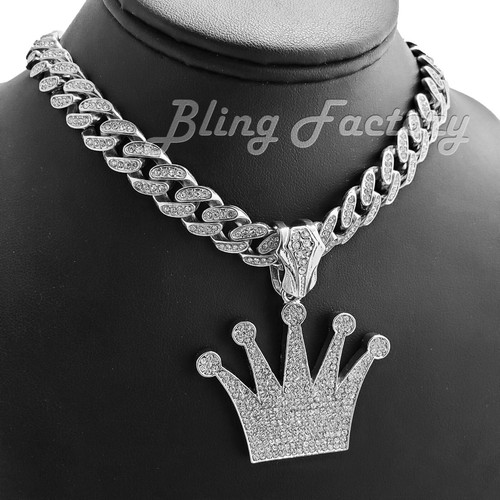 Iced Cuban Box Lock Chain Necklace | eBay