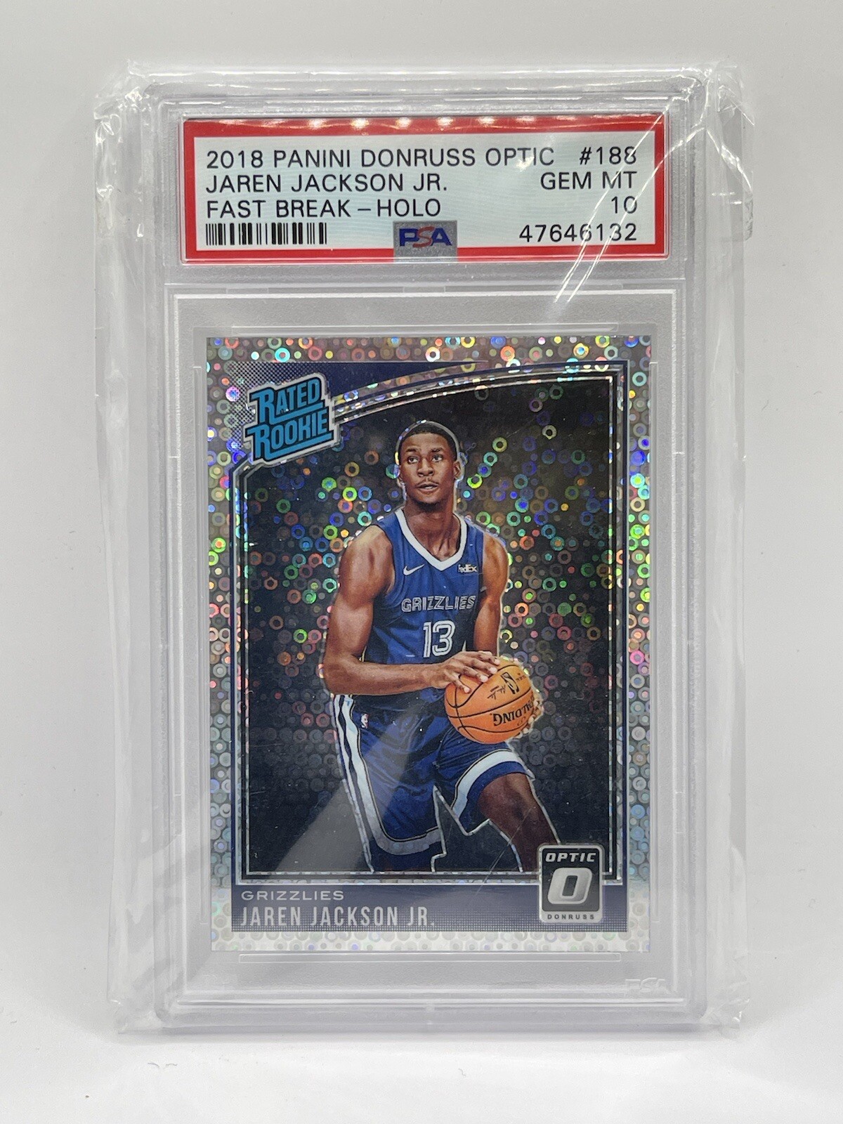 2018-19 Donruss Optic #188 Jaren Jackson Jr Rated Rookie Fast Break Holo PSA 10