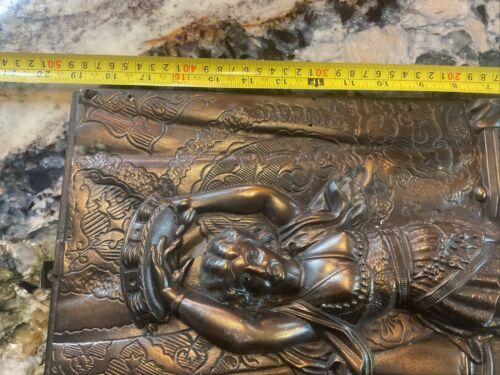 Fabulous Copper Finished Art Nouveau Lady Figural Relief Wall Plaque - Picture 12 of 13