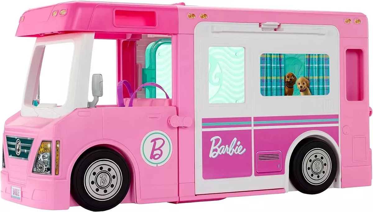 Barbie 3-in-1 DreamCamper Vehicle, approx. 3-ft, Transforming Camper with  Pool