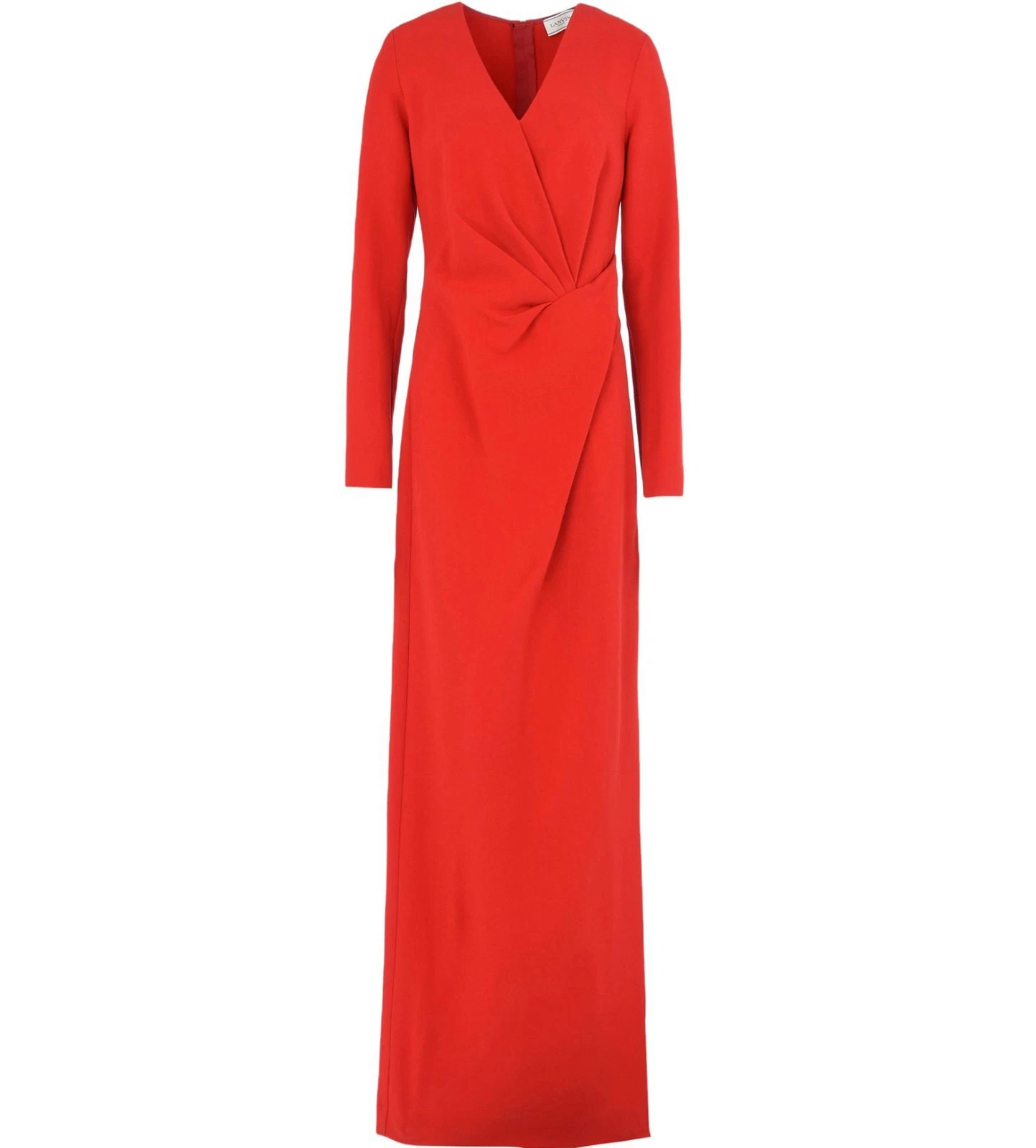Lanvin — LANVIN Red Twist Front Long Sleeve Dress Gown 40 8
