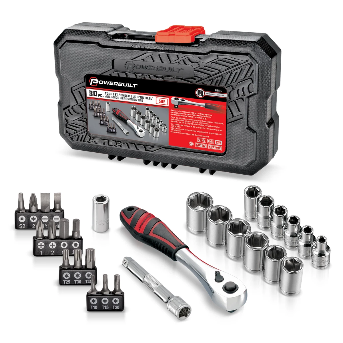 Powerbuilt 30 Piece 1 4 Inch Drive SAE Socket Set 940835 eBay