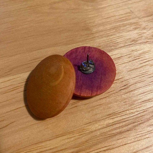 Beautiful Vintage wood round Dark Pink To Lite Pink Fade 80’s 90’s earrings - Picture 4 of 4