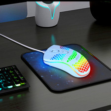 Mouse Gamer RGB con Cable USB 6400 DPI 7 Colores LED Clic Silencioso Preciso