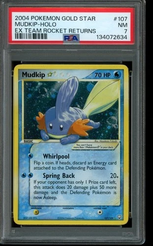 PSA 7 NEAR MINT Pokemon Mudkip EX Team Rocket Returns Gold Star Holo 107/109