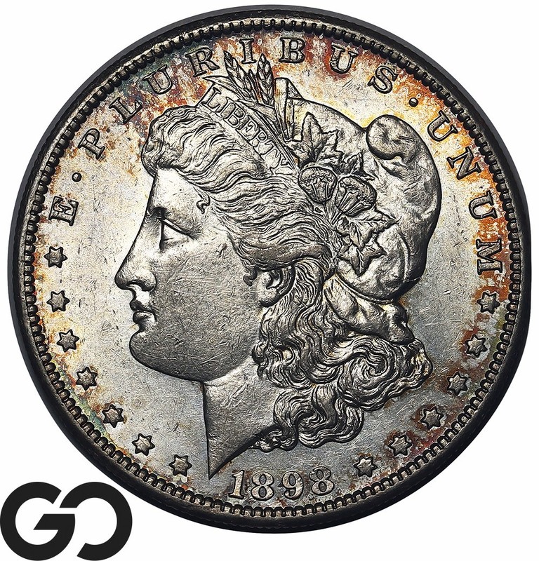 1898-S Morgan Silver Dollar Coin, Better Date, Choice BU++, Color
