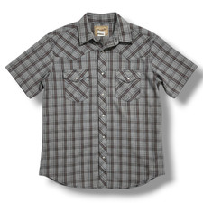 Wrangler Western Plaid Snap Button Shirt Gray Men  s Large