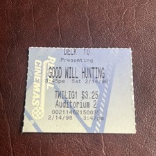 Boleto original de la película Good Will Hunting 1998 14/02/1998 Damon Affleck