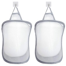 2 PCS Collapsible Laundry Basket Hanging Hamper with Handle Mesh Clothes Hamp...