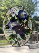 Hand Painted Stained Glass Hummingbird Suncatcher Prayer Changes Everything Amia