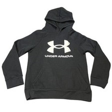 Under Armour Youth Kids YSM Black Rival Fleece Pullover Hoodie Sweatshirt Loose