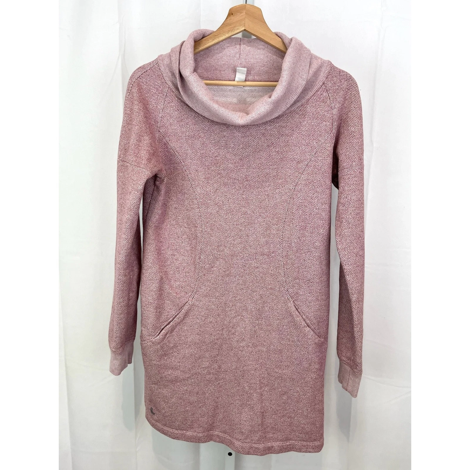 lole cowl turtleneck tunic mini dress raglan sleeve pockets shirt