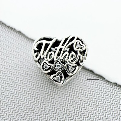 Authentic Heart Pave CZ Bead 925 Sterling Silver European Charm
