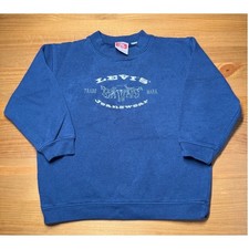 Vintage Little Levis Kids Sweatshirt Blue Embroidered Two Horse Logo USA 90s