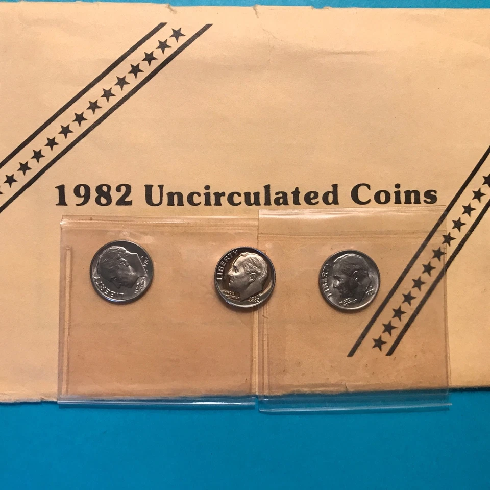 1982 P D S   Roosevelt Dime Set   2-Unc & 1-Proof     FREE SHIP - Image 3 of 3