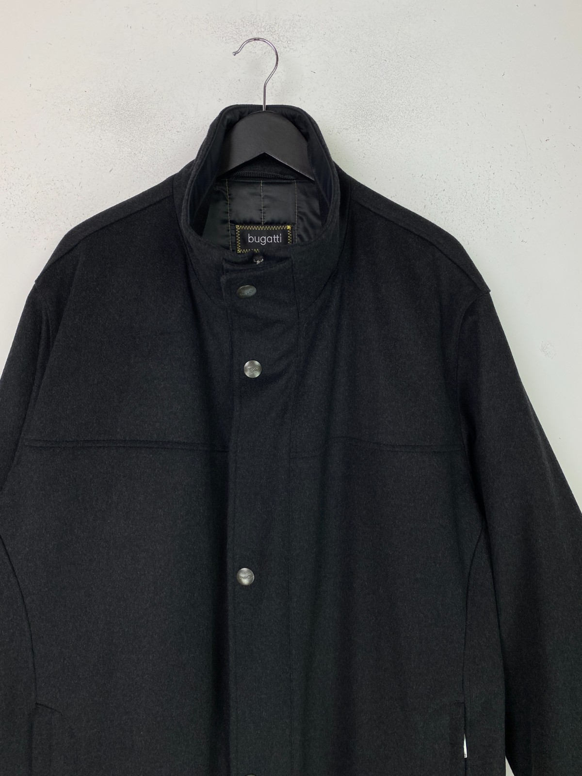 Bugatti Dark Grey Plain Coat Casual Button Front Wool Cashmere Blend UK 48R image 9