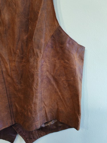 Vintage Banjara Brown Soft Leather Waistcoat UK46 EU56 Chestnut Vest Lamb Nubuck - Picture 10 of 17