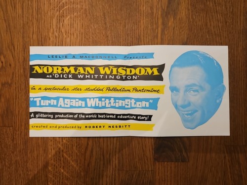 Folleto original 1961 London Palladium Norman Wisdom in Dick Whittington - Imagen 2 de 3