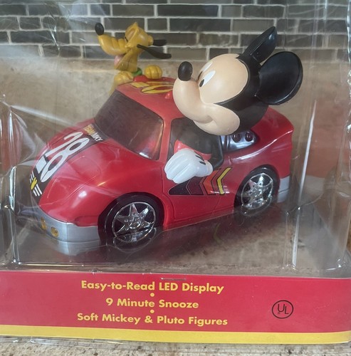 Vintage Disney Mickey Mouse/Pluto Digital Alarm Clock Red Race Car Team MKY #28 - Picture 2 of 7