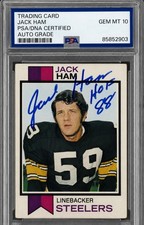 1973 Topps #115 Jack Ham Signed Rookie Card “HOF 88” Steelers GM MT 10 Auto PSA. rookie card picture