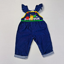 Vintage Overalls Blue Corduroy -12 Months- Snap Legs Farm Animals