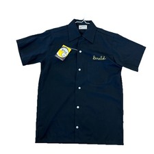 Vintage 70s Hilton Men  s Sm Bowling Shirt Black Loop Stitch Gold Bricks Chicago