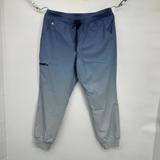 FIGS Zamora FREEx Lined Jogger Scrub Pants Green Ombre / blue Sunset L/petite