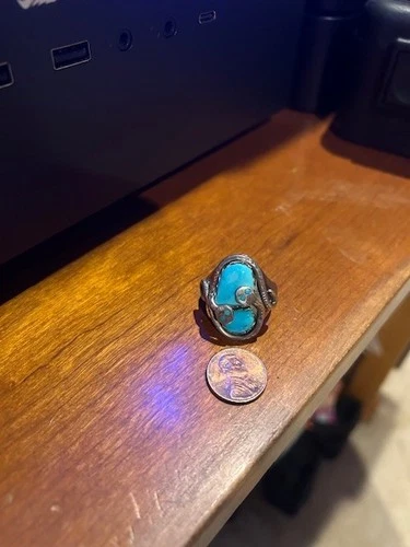 Vintage Men's Effie Calavaza Zuni Sterl. Silver Snake Ring Size approx. 14