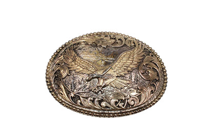Award Design Metals Flying Eagle Silver Plate And Bronze Belt Buckle men's USA