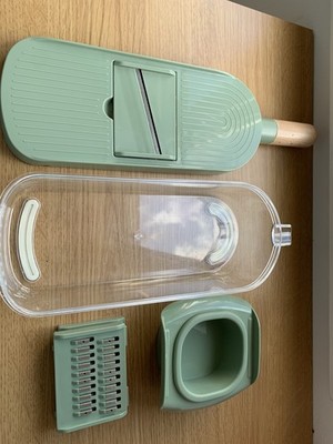 Gemüseschneider-Set mit mehreren Klingen - grün - mit Sicherheitsschutz und 3 Schneidern