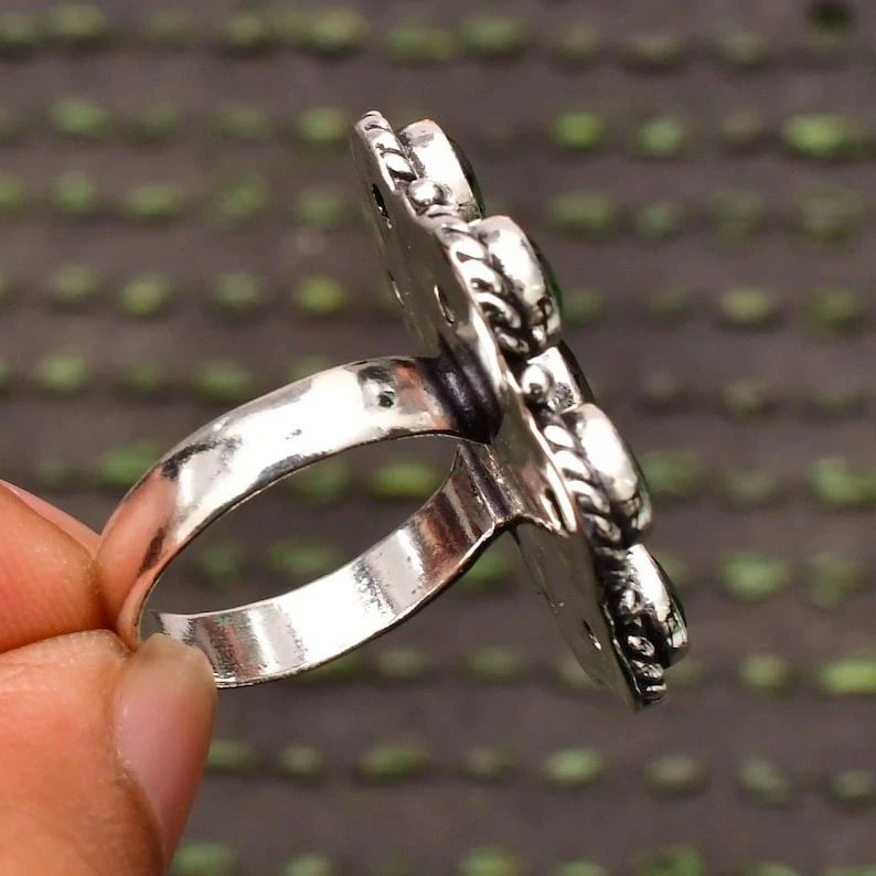 Anillo de fiesta hecho a mano con piedras preciosas de diopsido cromado de plata de ley 925 todos los tamaños SS02 Foto 4 de 4