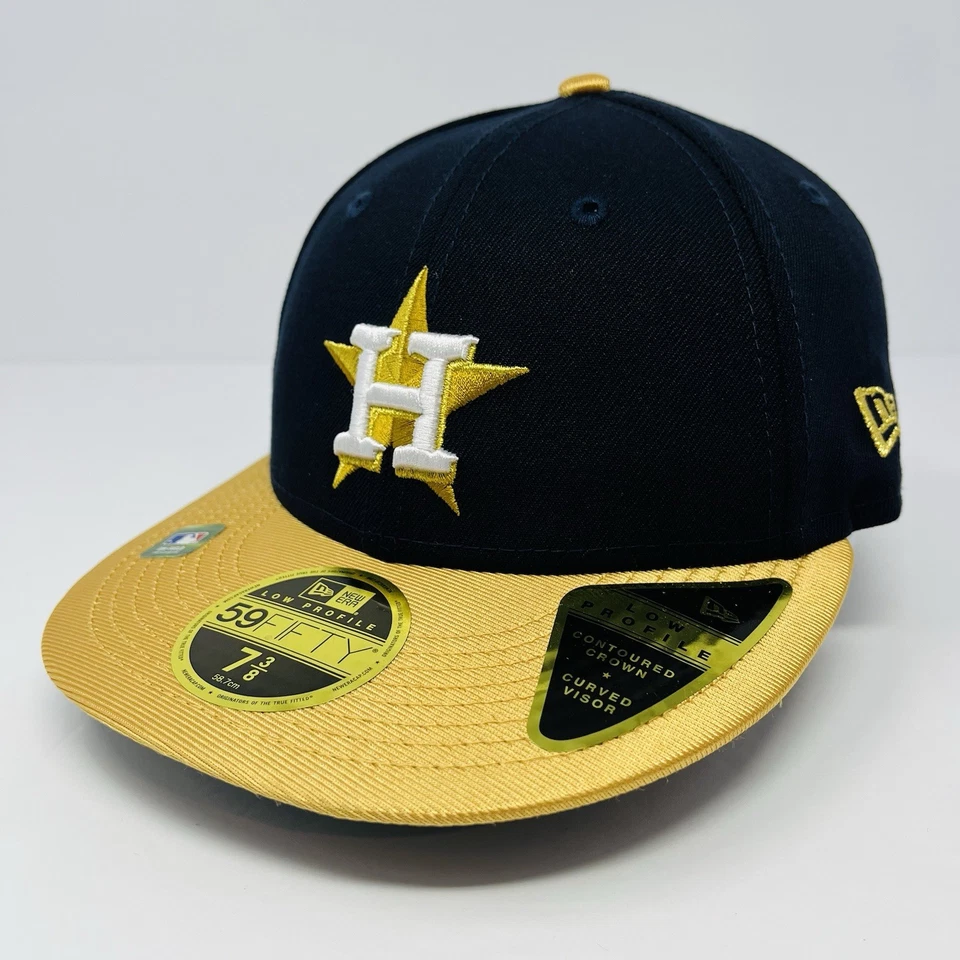 New Era 59FIFTY MLB Houston Astros Gold Low Profile Mens Fitted Hat Size 7 3/8 - Image 3 of 4