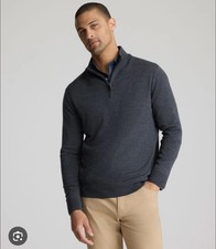 Untuckit Sweater Mens XL Gray Quarter Zip Extra Fine Merino Wool Pullover
