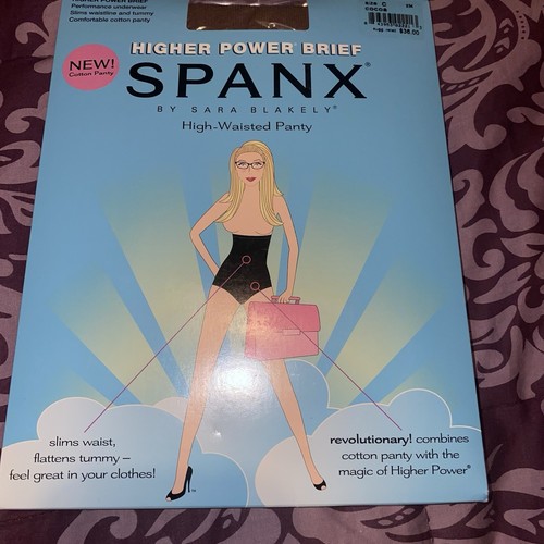 NEU SPANX Higher Power Slip High Waist Shaper Baumwolle Panty Kakaobraun Gr. C